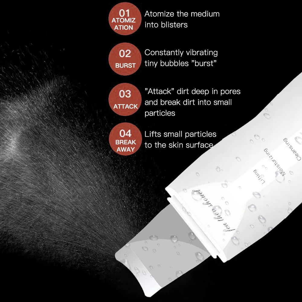 Scrubber per la pelle ad ultrasuoni rimozione di punti neri Peeling pulizia profonda del viso detergente per pori ad ultrasuoni strumento di bellezza per la pulizia della pala del viso