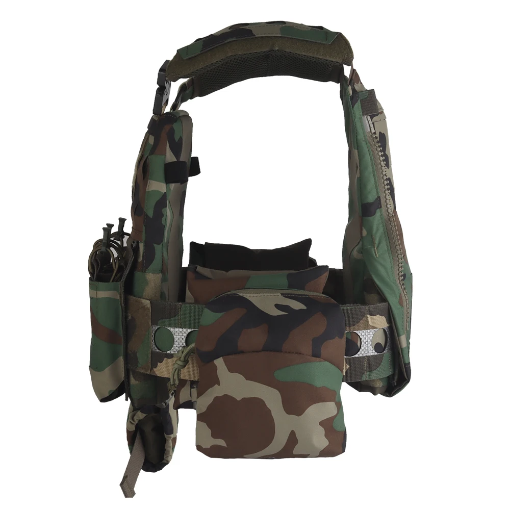 Tactical Vest Ferro Style Plate Carrier V5 FCPC Tiger Stripes with Side Pockets, Triple Magazine Pouch, Roll 1 IFAK Trauma Pouch