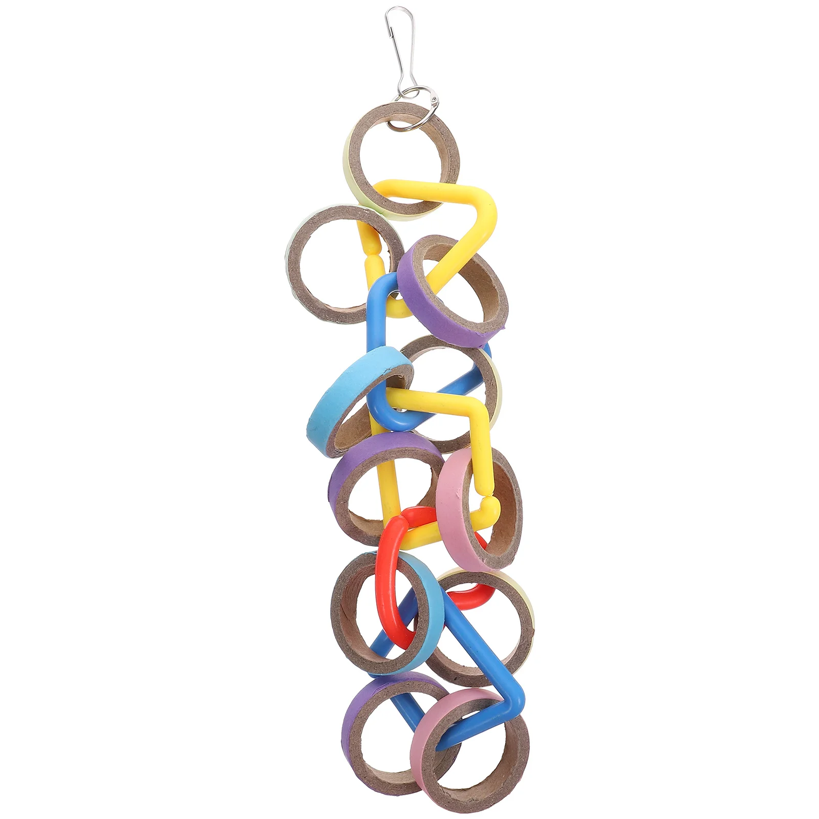 

Bird Chewing Foraging Toys Colorful Paper Cage Pendant Parrot Pet Hanging Plaything Wooden Teething Bite