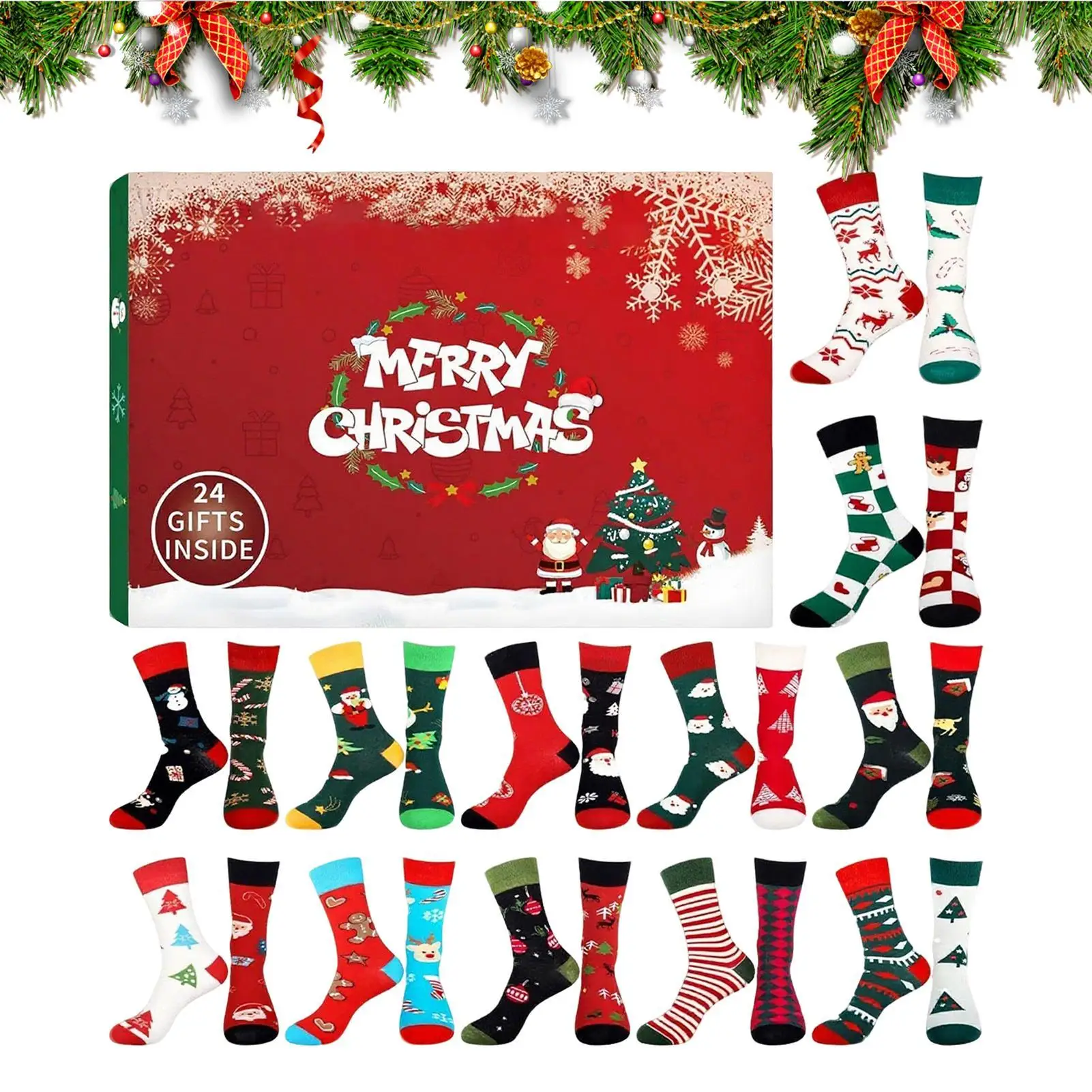 

Christmas Calendar Countdown 24 Days Of Comfortable Socks Countdown Calendar For Teens Holiday Supplies For Men Women Youth