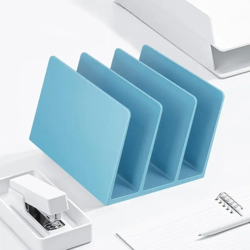 Y1UB Desk Bookend ABS Book End 3 Section Book Organiser Book Divider Magazine Stand Space Saving Shelf Bookend 162x162x122mm