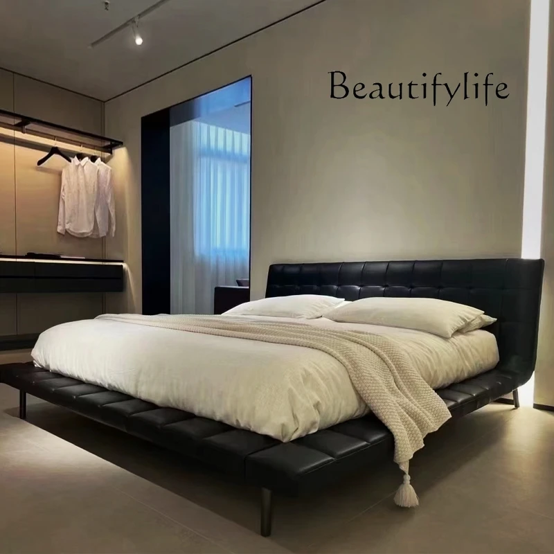 

R Black Nordic Floating Bed Aesthetics Modern Soft Wedding Fashionable Leather Bed Design Confortable Soft Cama Casal Furniture
