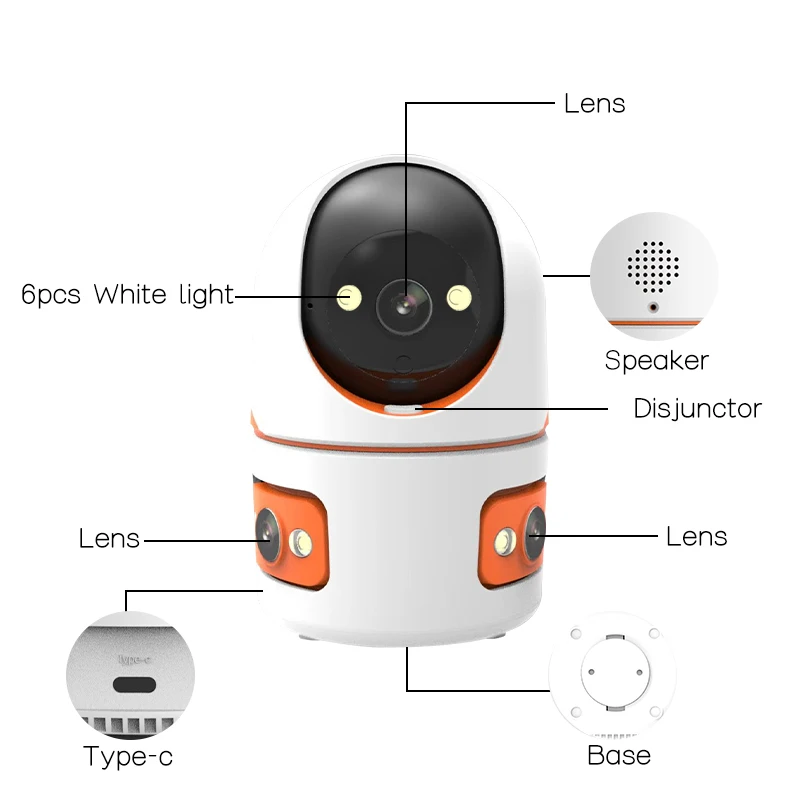 15MP WiFi Camera Three screens Three lens Home Indoor IP Cameras Color Night Ai Tracking Security CCTV Surveillance Baby Monitor