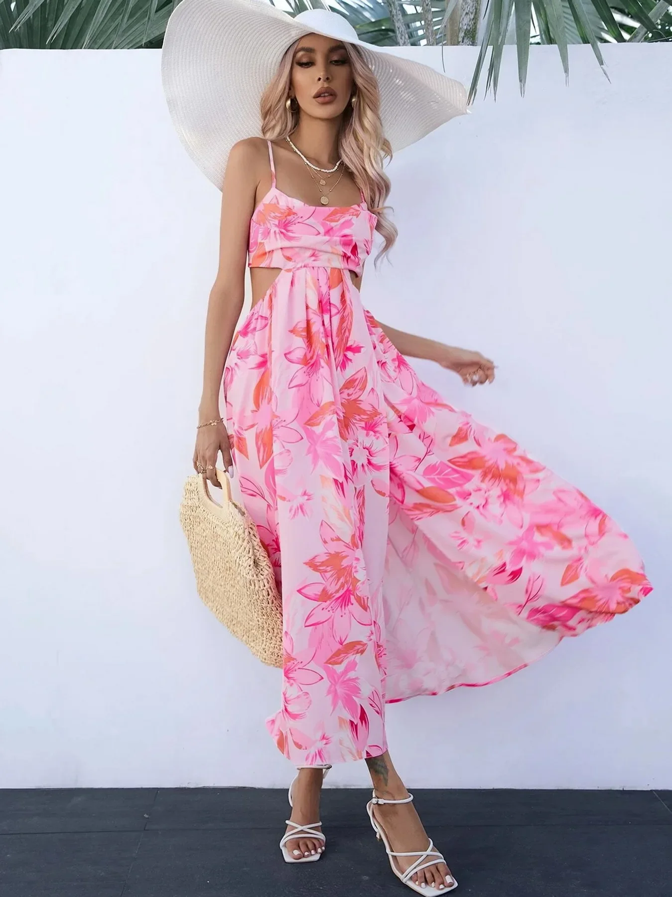 ZAFUL Women's Dresses Slip dress Printed skirt Sides hollowed out summer dress elegant party dresses woman traf Evening dresses