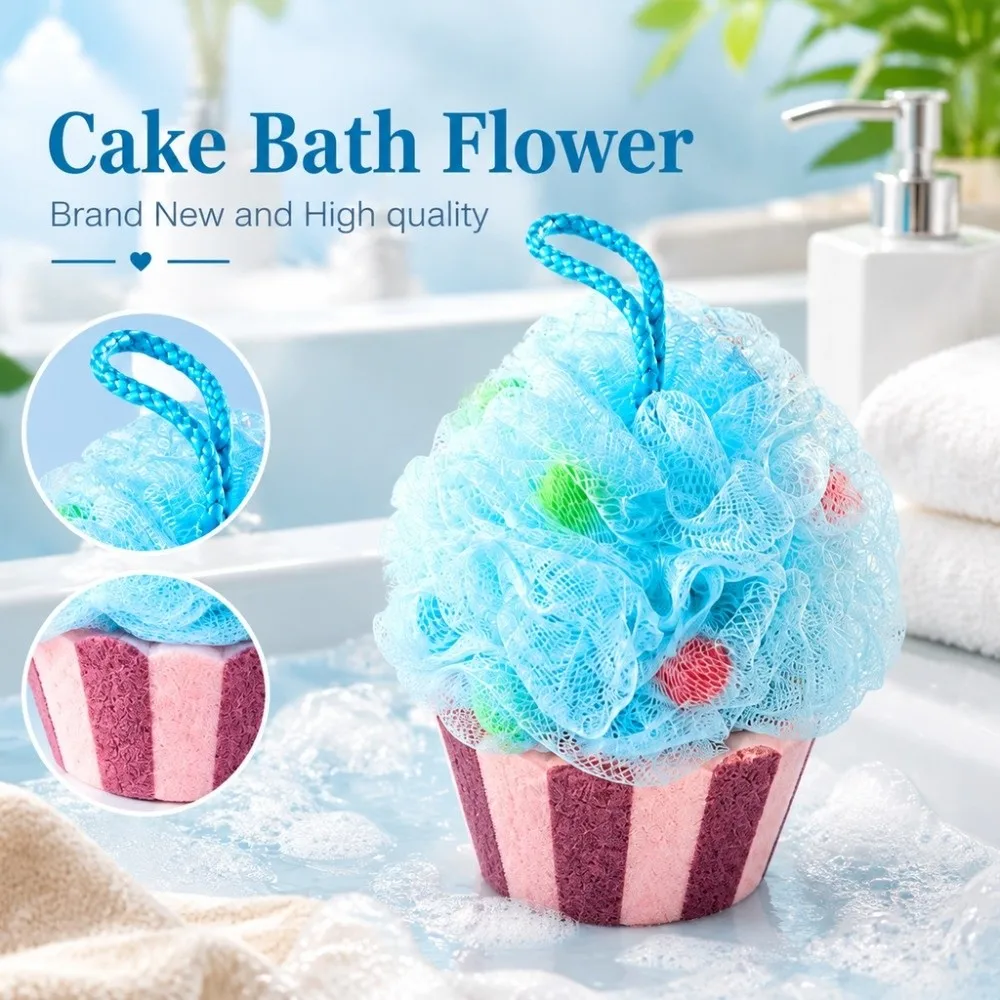 Cute Cartoon Shape Bath Bubble Ball Simulation Cake Ice Cream Design Foaming Sponge Hanging Loop Body Skin Cleaner Body Cleaning