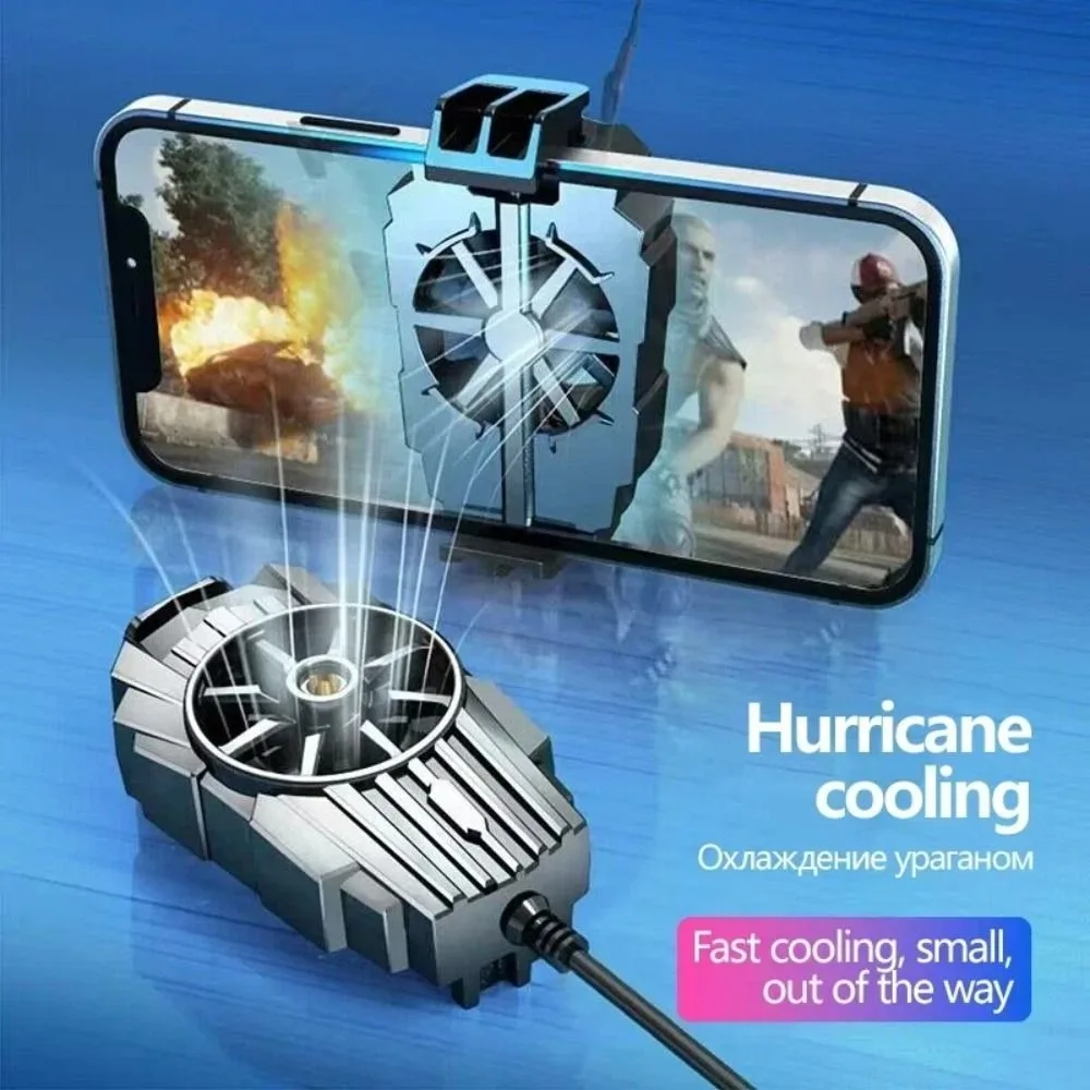 Radiator ABS do telefonu komórkowego, kabel USB do ładowania, lekki wentylator chłodzący do telefonu, rozciągliwa klamra, turbo huraganowy cooler do gier