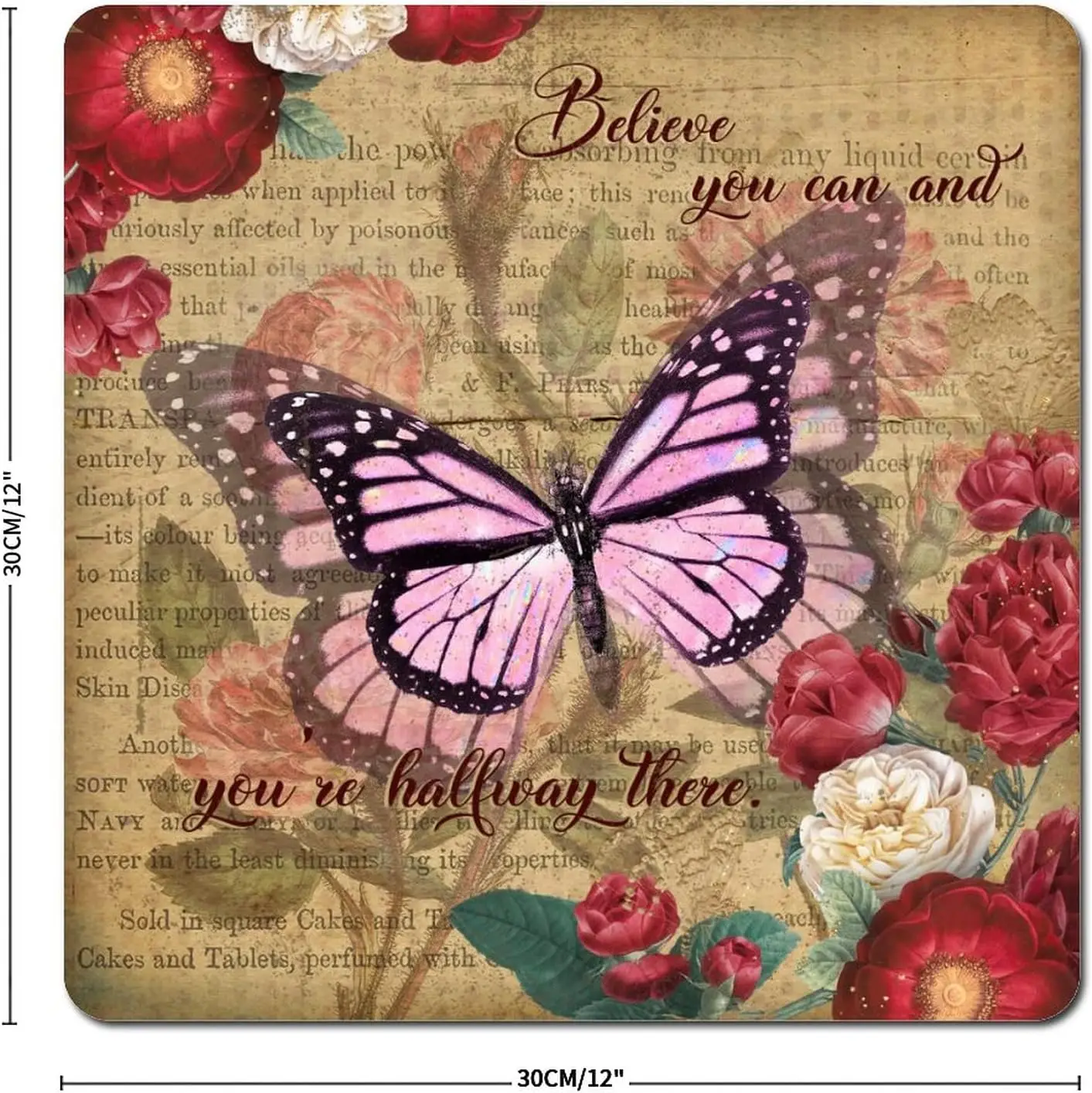 Vintage Metal Signs 12 Inch Believe You Can Butterfly Street Sign Retro You're Halfway There Flower Customized Sign She