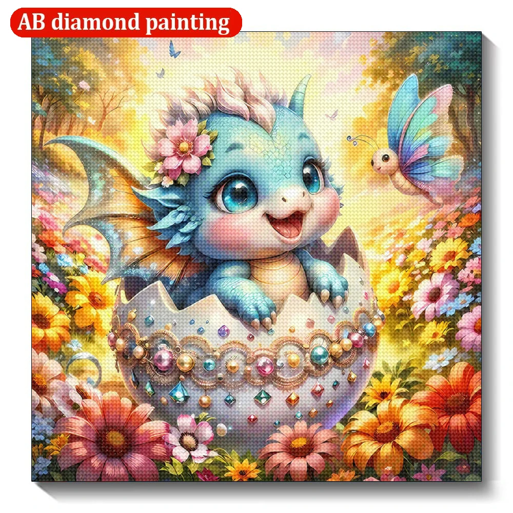 DIY Diamond Painting Cute Dragon Baby Full Diamond Mosaic Cartoon Animal Cross Stitch Handicrafts Rhinestones Decor Kids Gift