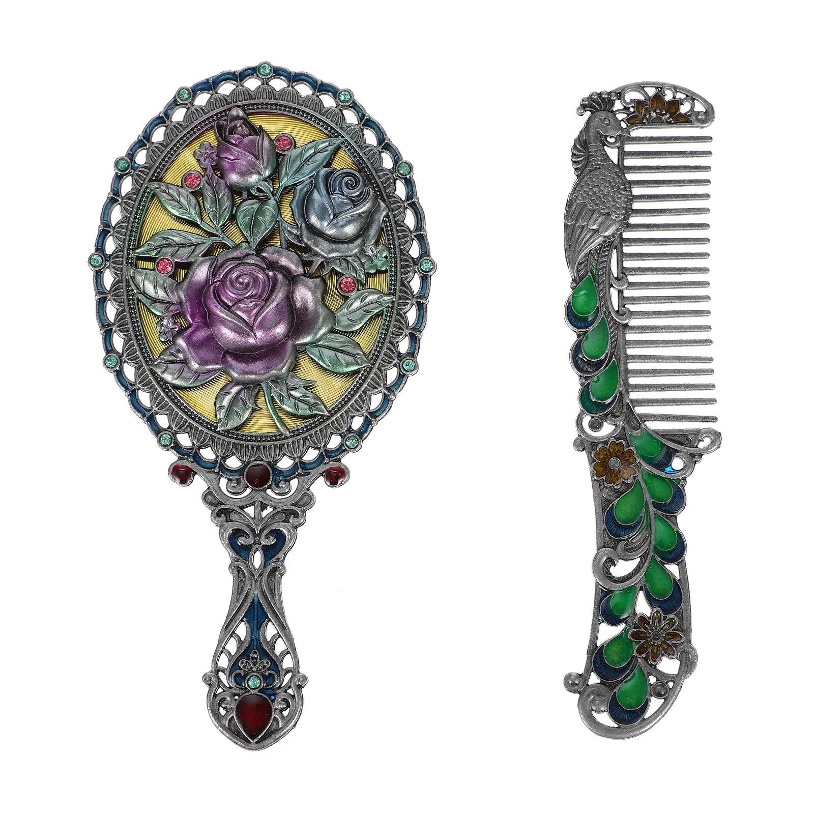 1 conjunto de espelho de maquiagem retro pente conjunto portátil espelho de vaidade tamanho pequeno para viagens maquiagem diária espelhos resistentes ao desgaste