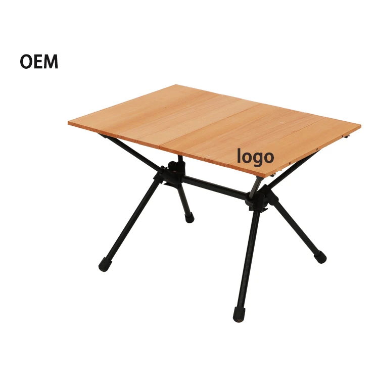 

Outdoor Furniture Folding Camp Picnic Aluminum Alloy Wood Table Lightweight Beech Camping Tables For Travel