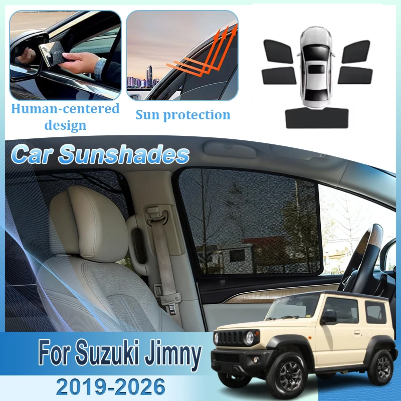 

Car Sun Shades For Suzuki Jimny Sierra 3-door 2019-2026 Sunshade Magnetic Heat Insulation Window Curtain Mesh Visor Accessories