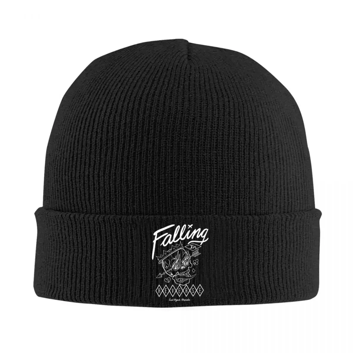 

Falling In Reverse Retro Flame Skull Knit Hat Beanie Autumn Winter Hat Warm Hip-hop Cap for Men Women