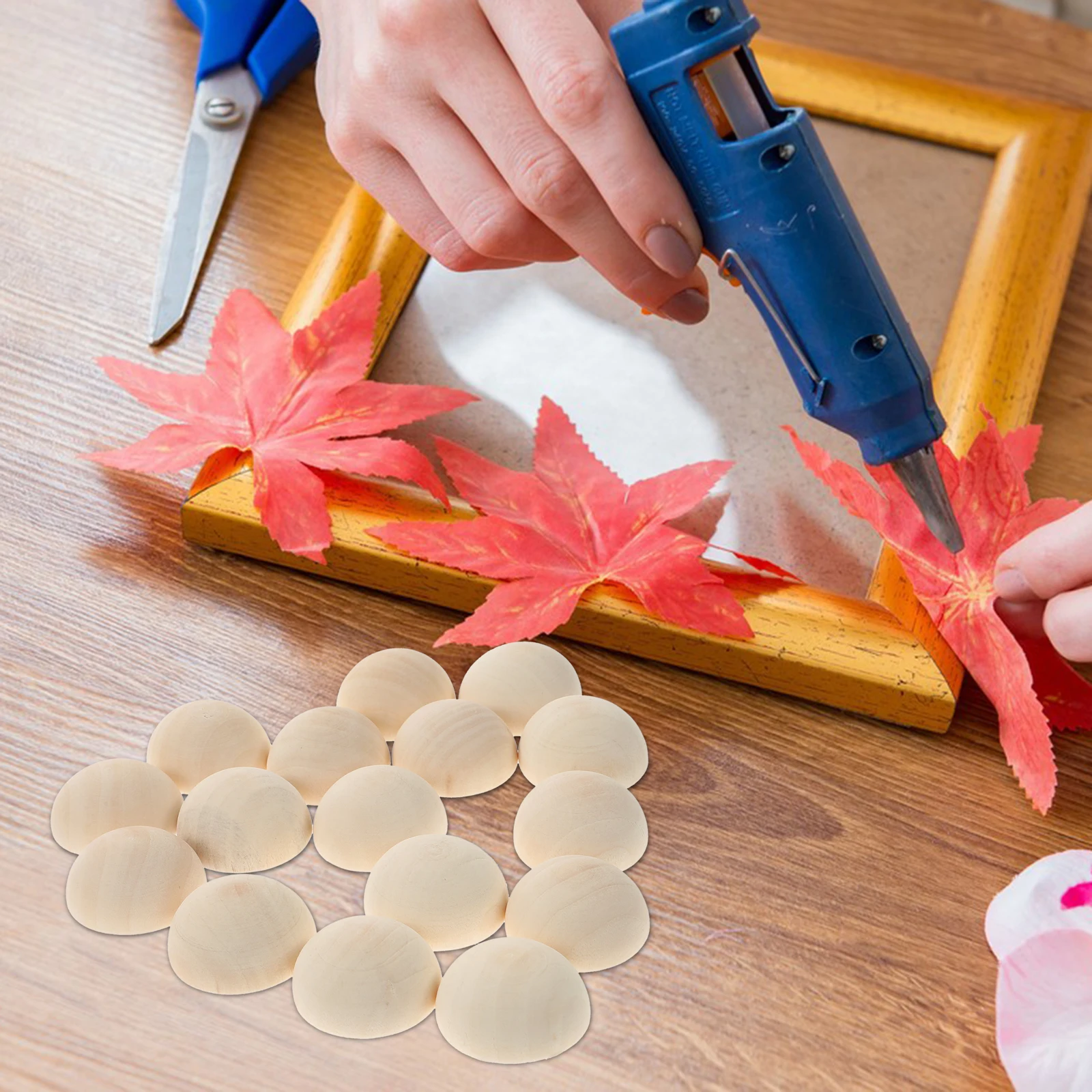 

100Pcs Natural Half Wooden Beads Unfinished Small Round Balls DIY Craft Jewelry Making Supplies DIY Craft Half Balls