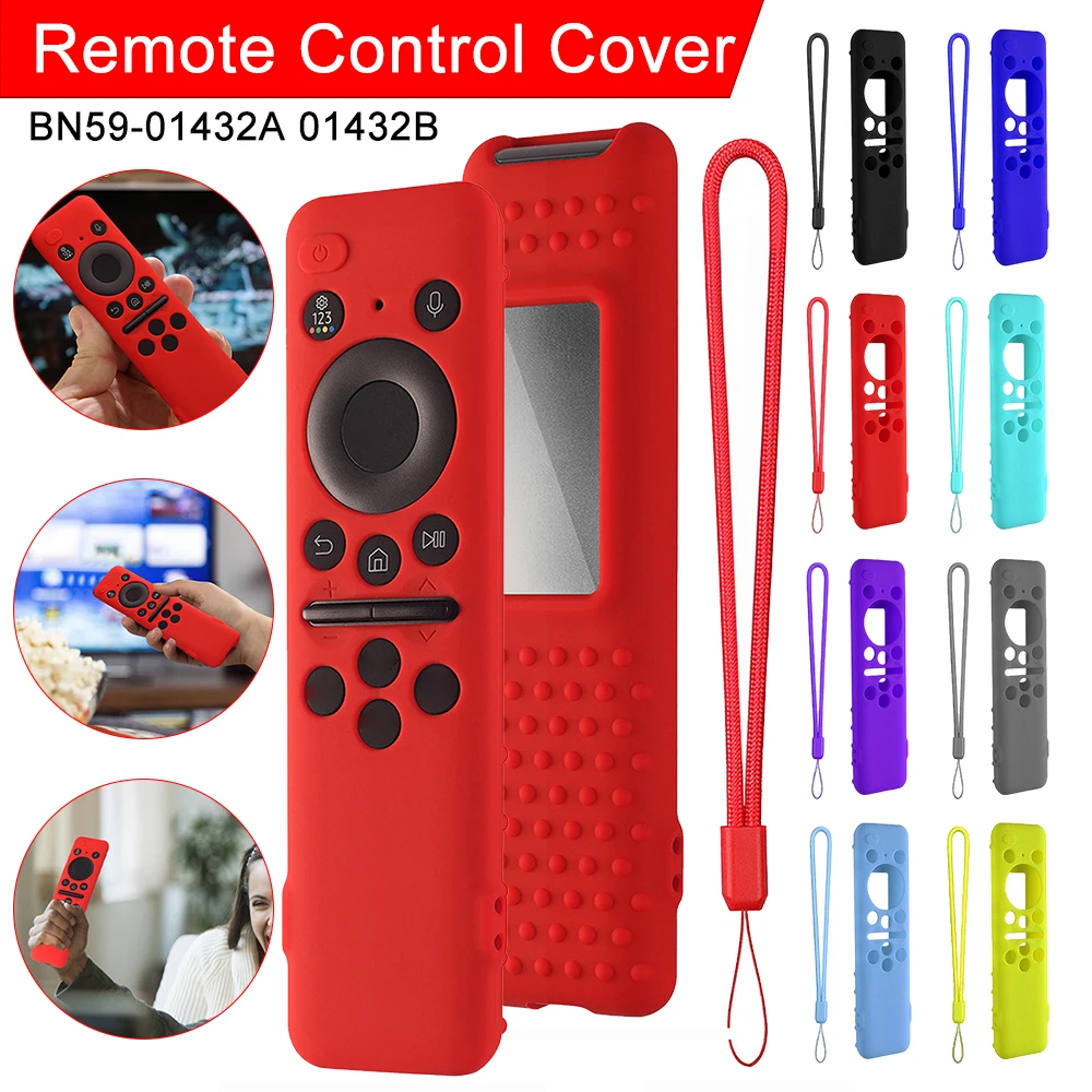 Remote Control Cover Protector BN59-01432A 01432B Protective Sleeve with Lanyard Anti-Slip for Samsung 8K Neo QLED HDR Smart TV