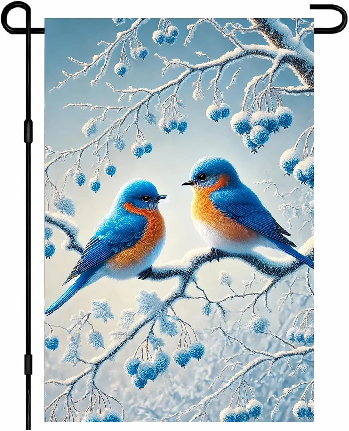Winter Bluebirds Garden Flag 12x18 Inch Double Sided Snow Branch Birds Banner Country Welcome Seasonal Outdoor Yard Decorati JHH