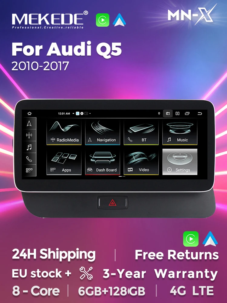 MEKEDE 4G LTE WIFI Android 14 Autoradio Voor Audi Q5 2010-2017 Draadloze CarPlay Android Auto Mediaspeler DSP GPS BT Alles-in-één - afbeelding 2