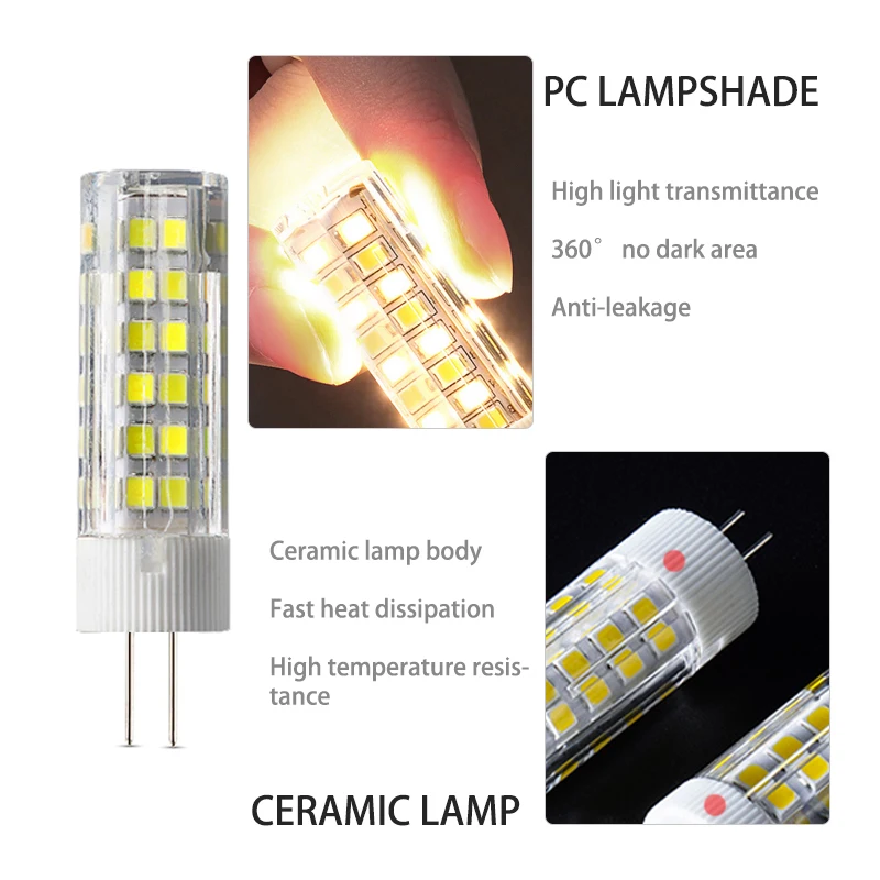 5Pcs/Lot LED Corn Light 3W 5W 7 9W Single Color Ceramic G4 Base High Voltage 220V 3000K 6000K Warm Cool White Lighting Bulb Lamp