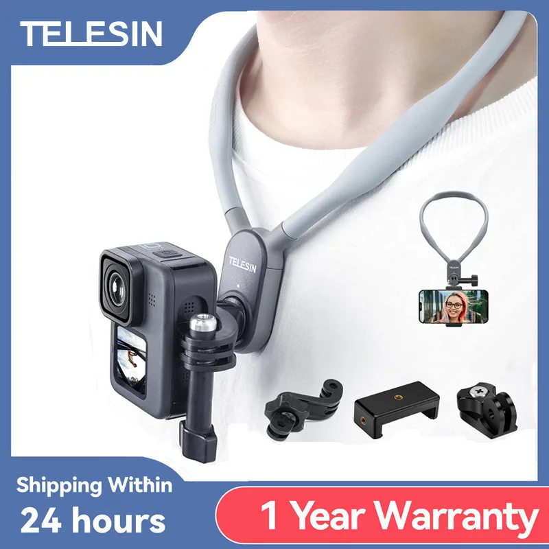 TELESIN Silicone Neck Hold Halter Suit Mount For GoPro Hero 11 10 9 8 7 6 5 Insta360 DJI Osmo Action Magnetic Action Accessories