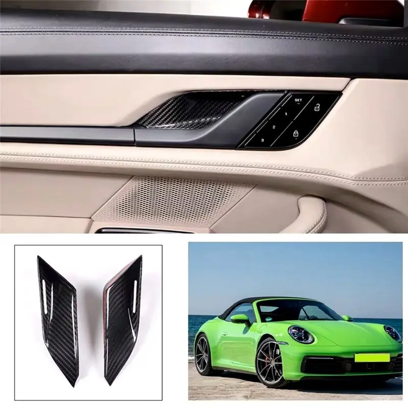 

A64P-Real Dry Carbon Fiber For 911 992 2019-2023 Car Inner Door Handle Bowl Cover Trim Interior Accessories