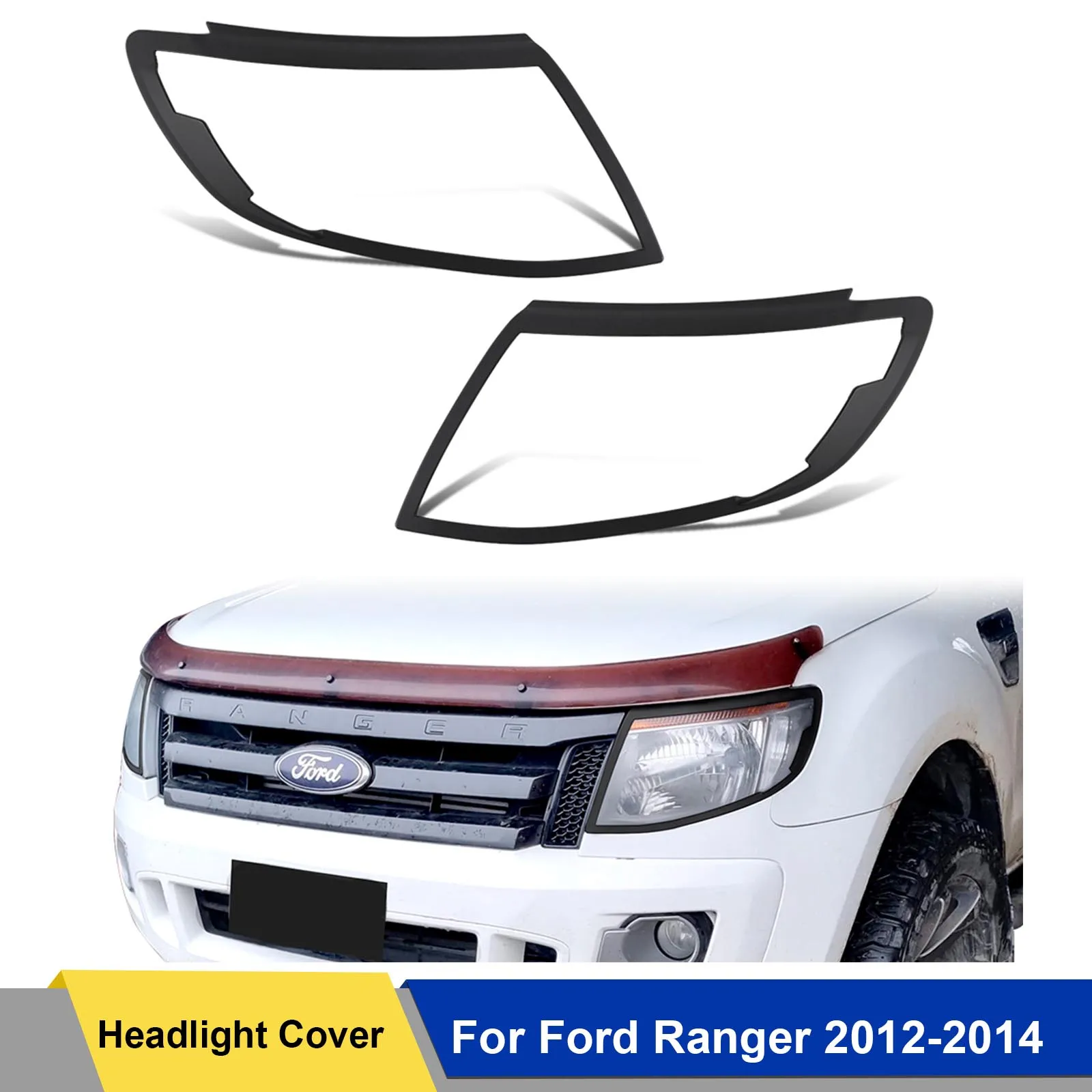 

Car Accessories ABS Black Head Lights Cover Lamp Hood Trim For Ford Ranger Wildtrak 2012 2013 2014 T6 XLT XLS XL