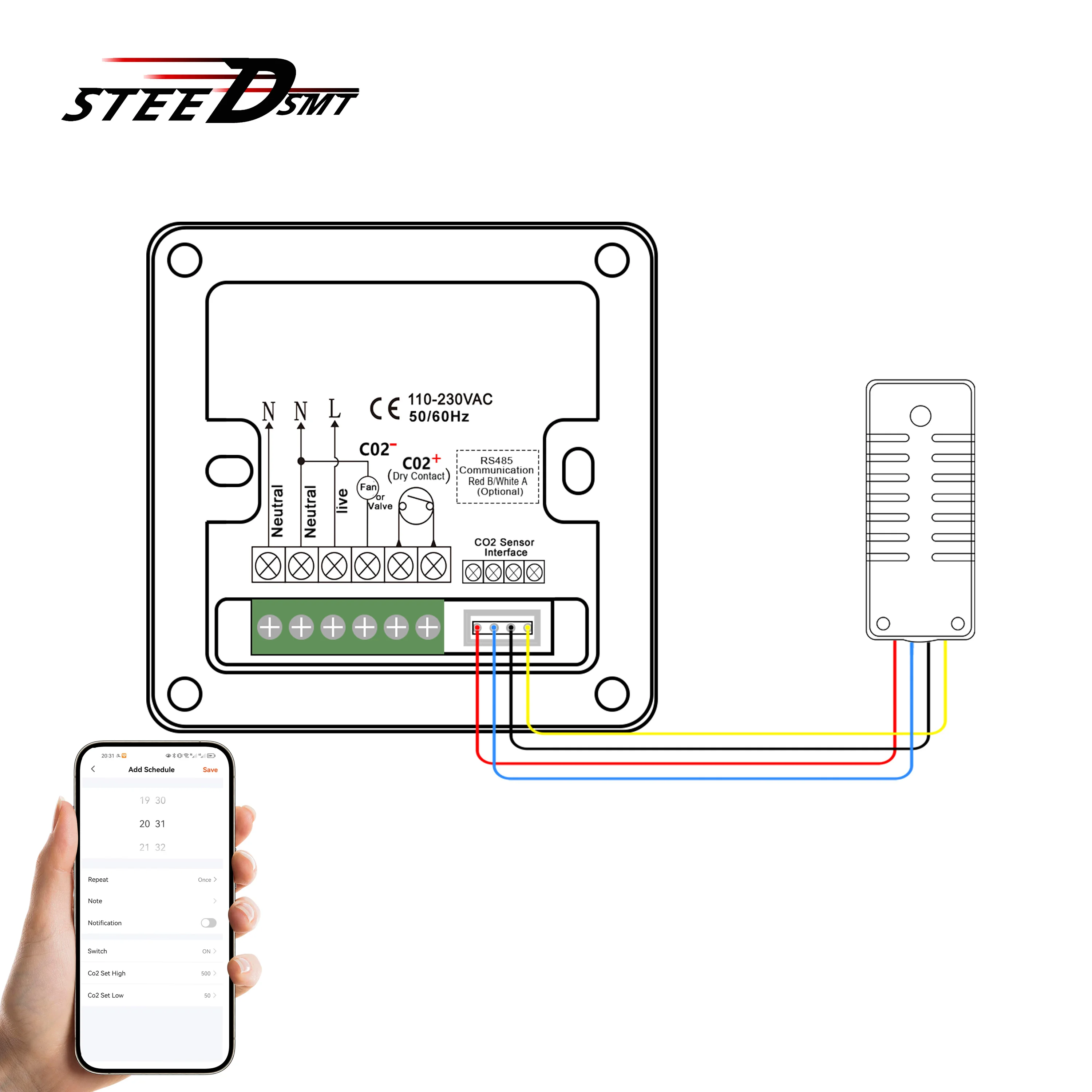 Mushroom Greenhouse CO2 Control Box for Swedish SenseAir NDIR Automatic Concentration and Time Adjustment By WIFI/RS485 Optional