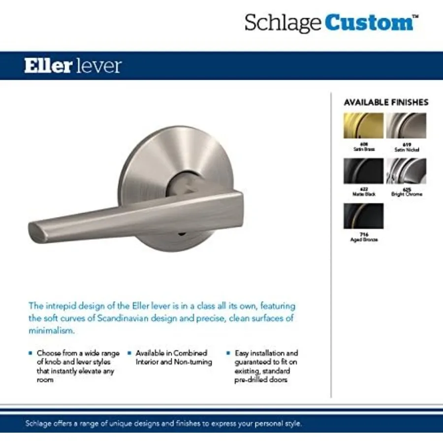 رافعة FC21 ELR 619 CEN Eler المخصصة مع خزانة القرن وقفل حمام السرير والنيكل الساتان للوصول إلى الباب الداخلي الآمن #3