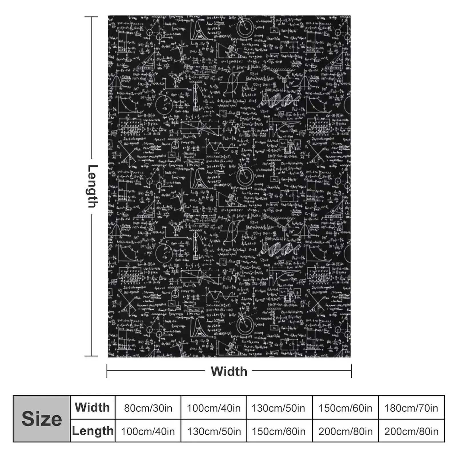 Physics Equations // Black Throw Blanket Hairy Flannel Blankets For Sofas for sofa Baby Loose Blankets