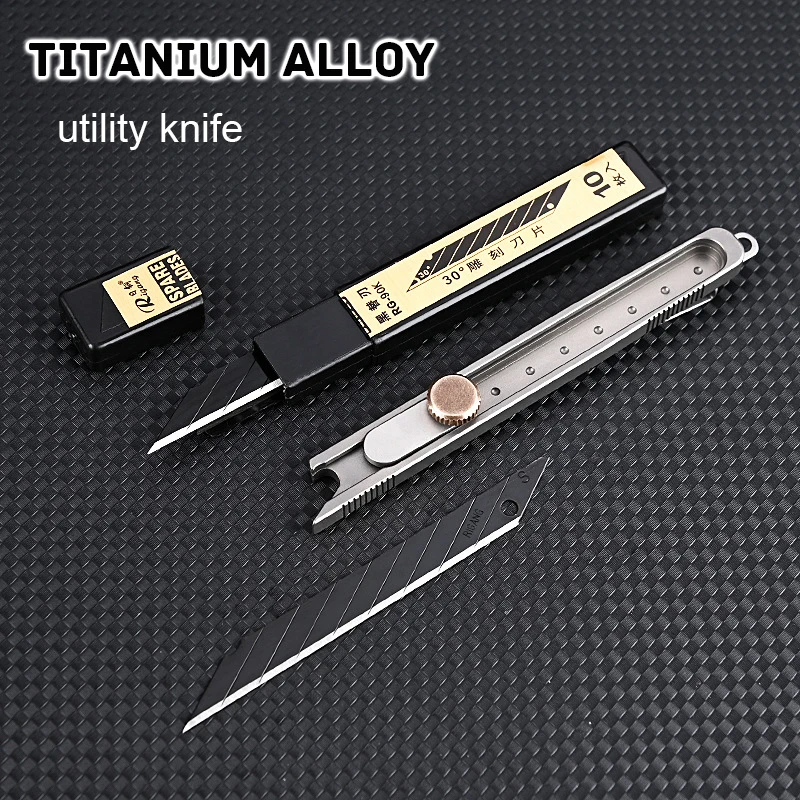 

Pocket Titanium Alloy Utility Knife Unpacking Wallpaper Carving Express Knife Office Metal Cutting Paper Knife With Back Clip