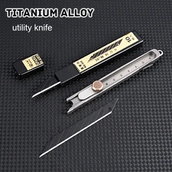 Pocket Titanium Alloy Utility Knife Unpacking Wallpaper Carving Express Knife Office Metal Cutting Paper Knife With Back Clip