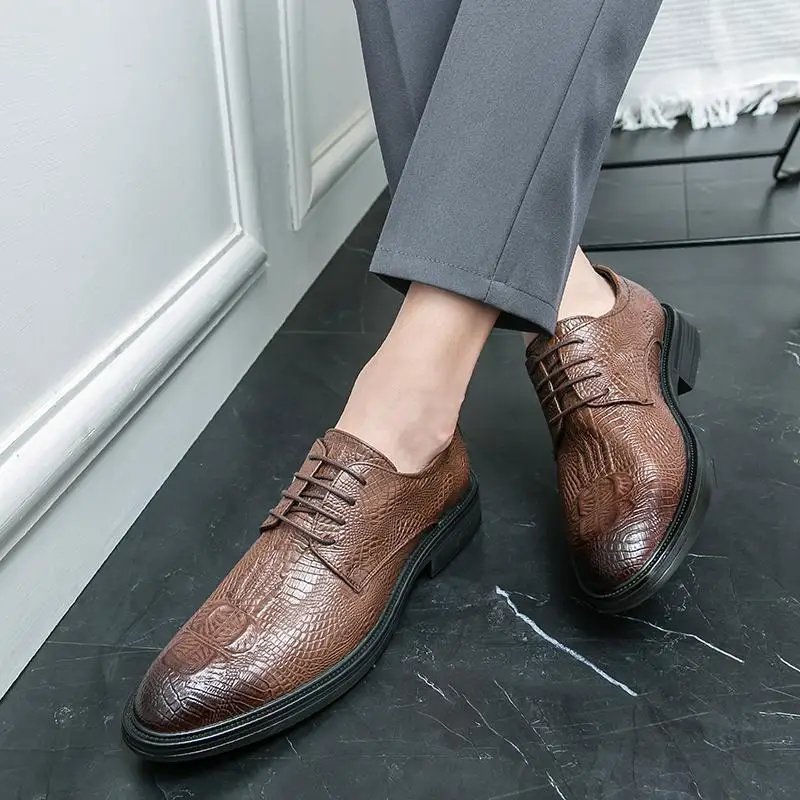 Derby-Chaussures de Mariage en Cuir Oxford pour Homme, Élégantes, à Enfiler, de Luxe, pour le Travail