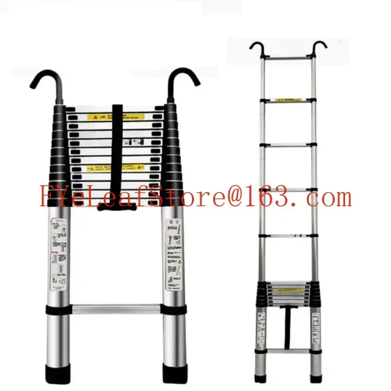 2M 2.2M 2.6M Aluminum Alloy Ladder Portable Telescopic Household Folding Lifting Hook Pedal Single Ladder Indoor And Outdoor