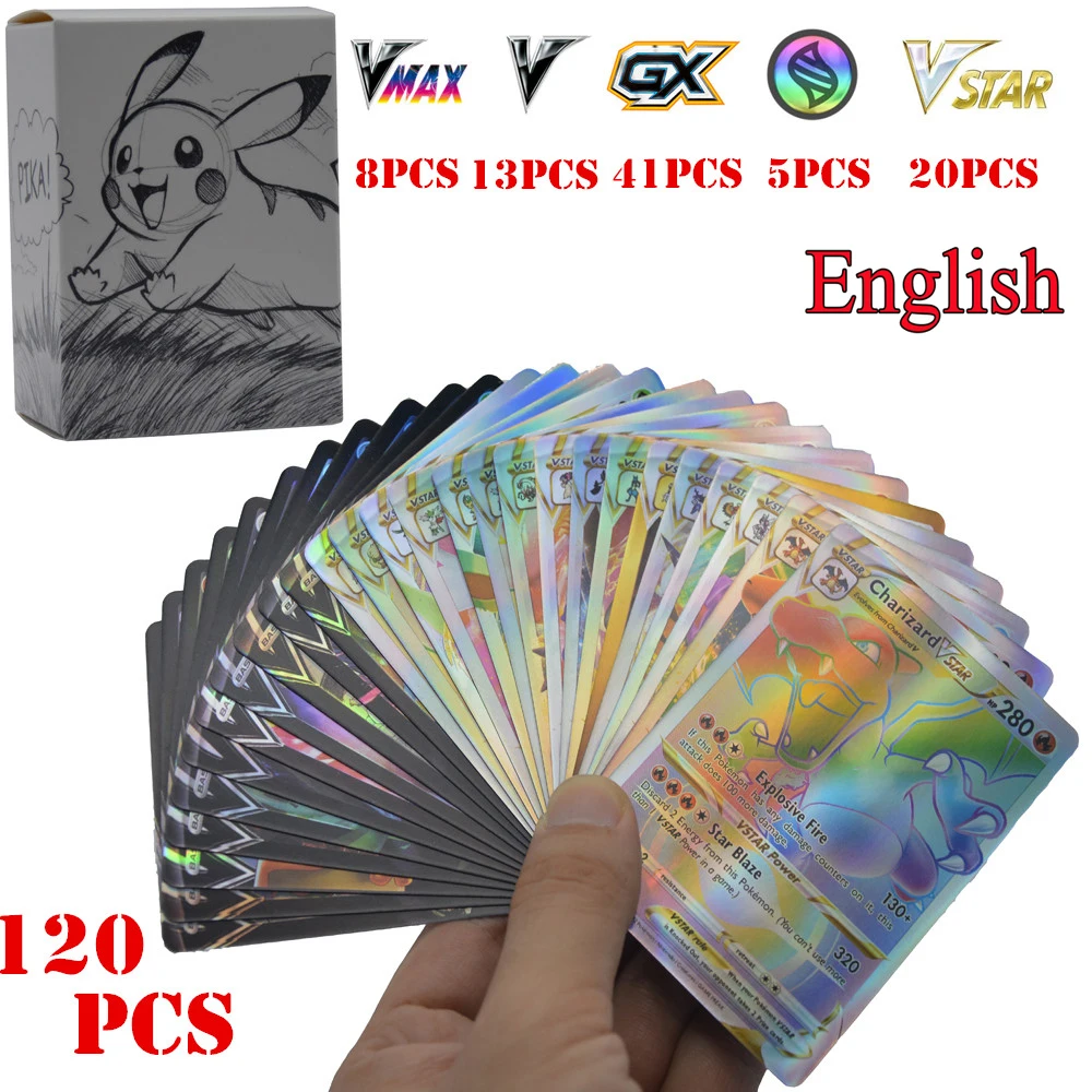 English Language Version Pokemon Cards 60-300Pcs Pokemon Cartas Vstar V GX EX Children Battle Game Tag Team Shining Vmax TOMY