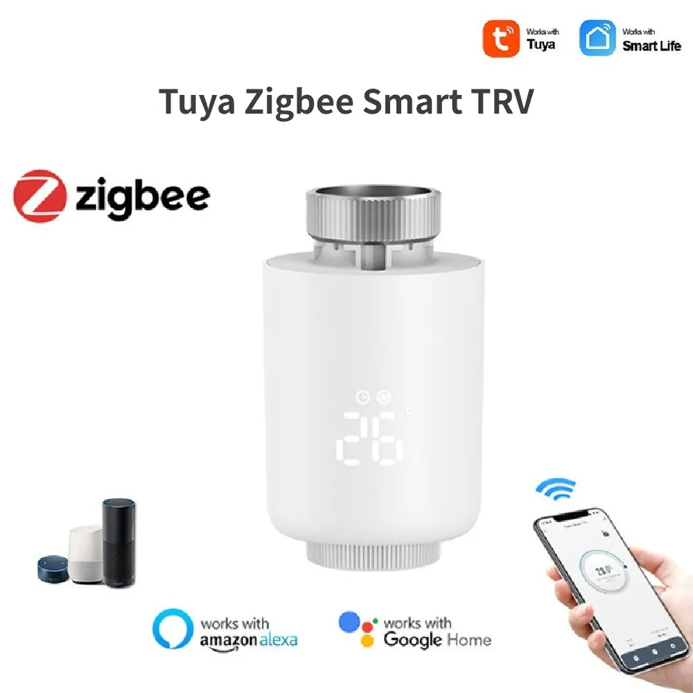 

Термостат - клапан - регулятор радиатора Tuya ZigBee для настройки температуры, управление приложением, поддерживает Alexa и Google Home