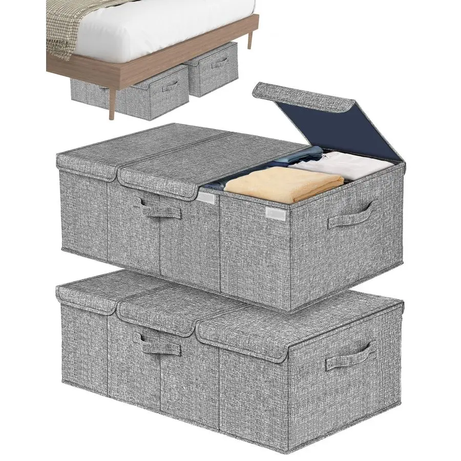 

Контейнер для хранения под кроватью, 10 высоких ящиков-корзин с крышками, 31 дюйм в длину, большие корзины для хранения под кроватью, для спальни, общежитий, для одежды