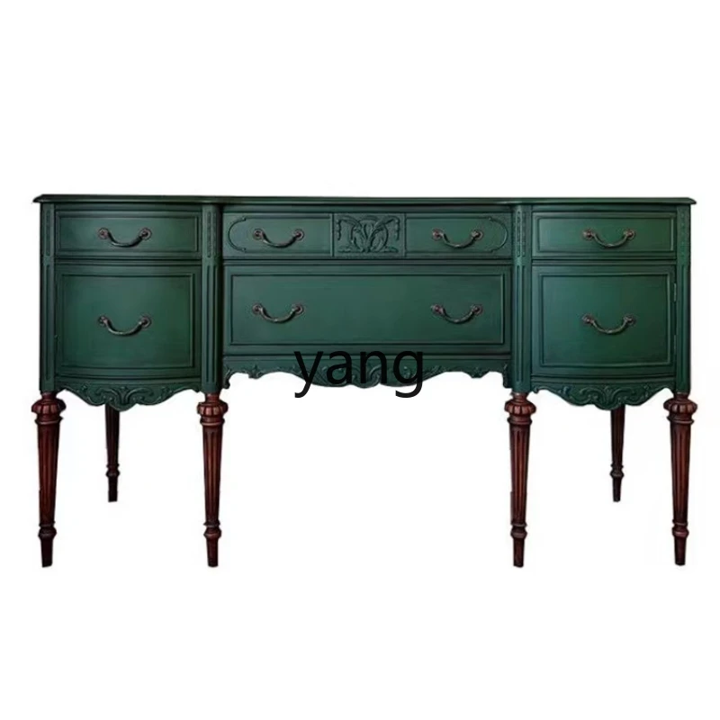 

French Retro Distressed Green Entrance Cabinet Wall Hall Cabinet European New C