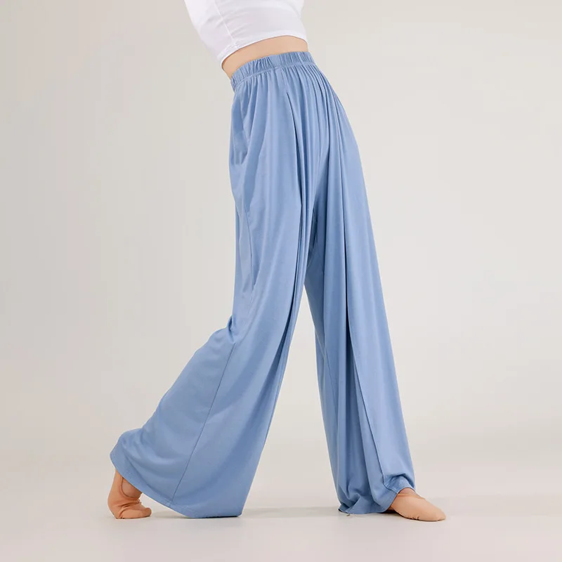 سراويل الرقص الحديثة السراويل ذات الساق المستقيمة ثنى ملابس الرقص الجسم الصيني السراويل الأنيقة واسعة الساق الممارسة الكلاسيكية