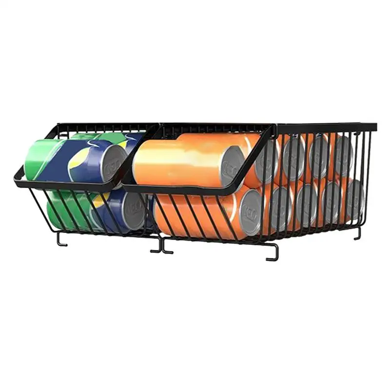 

Органайзер для консервных банок для кладовой, органайзер для консервных продуктов, органайзер для банок для шкафа, 2 железных диспенсера, штабелируемый, 2-уровневый, сверхпрочный для