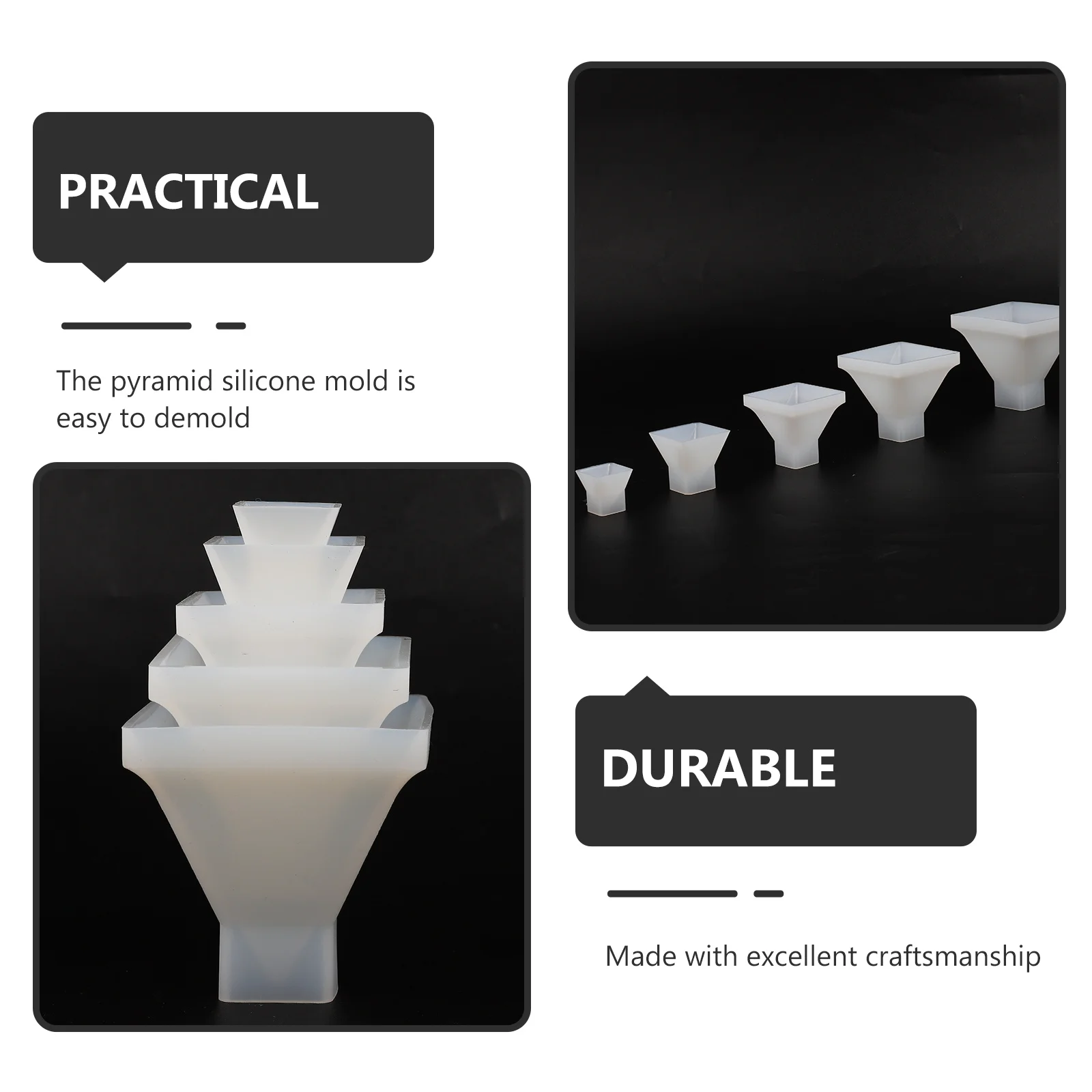 

5Pcs Pyramid Silicone Mould Flexible Pyramid Shape DIY Resin Epoxy Mold for Handmade Desktop Ornament Soap