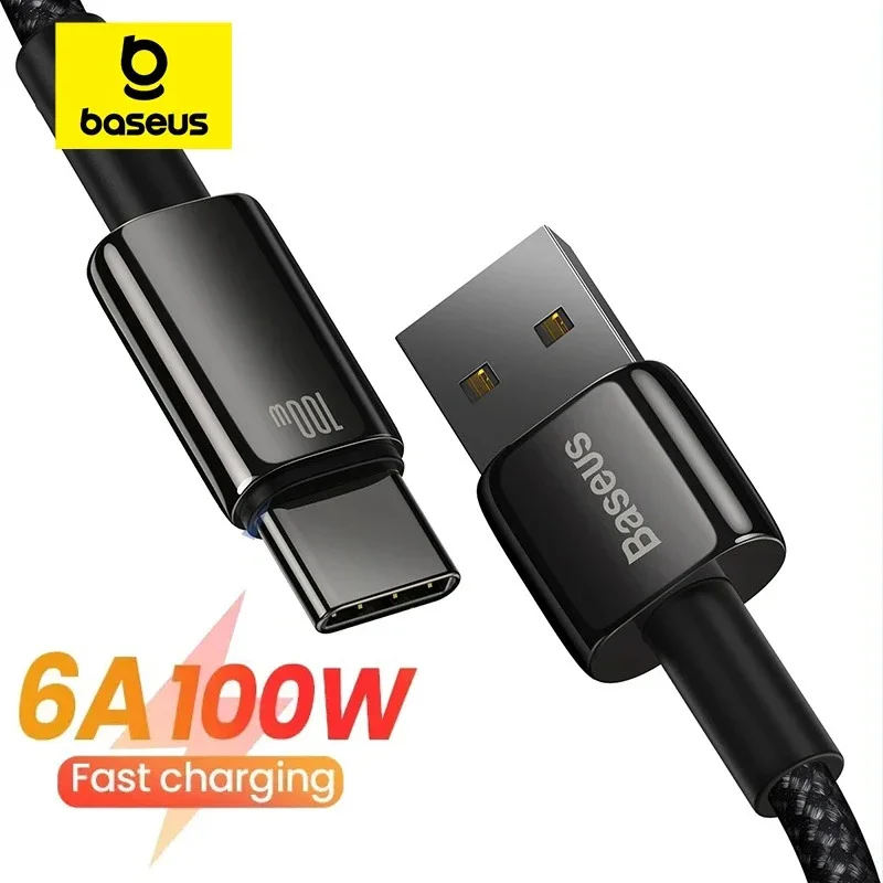 Baseus 6A Fast Charging USB Type C Cable For Huawei Mate 40 P40 Samsung 100W SCP FCP USB C Quick Charge Data Cord For Xiaomi