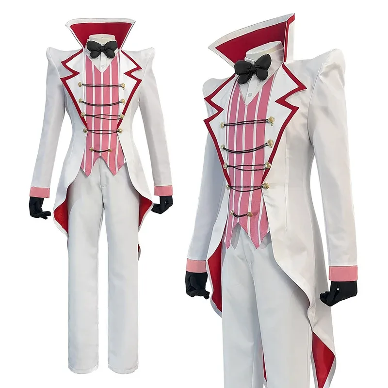 

HOLOUN Haz Hotel Anime Lucifer Morningstar Cosplay Costume Wig Stand-up Collar Tailcoat Pants Vest Cos Convention Halloween Gift