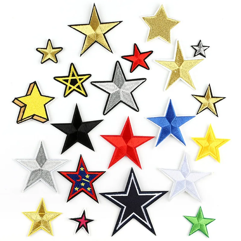 

21Pcs Pentagram multicolor Series Iron on Embroidered Patch For Clothes Hat Applique Sticker Sew on Jeans Ironing Patches