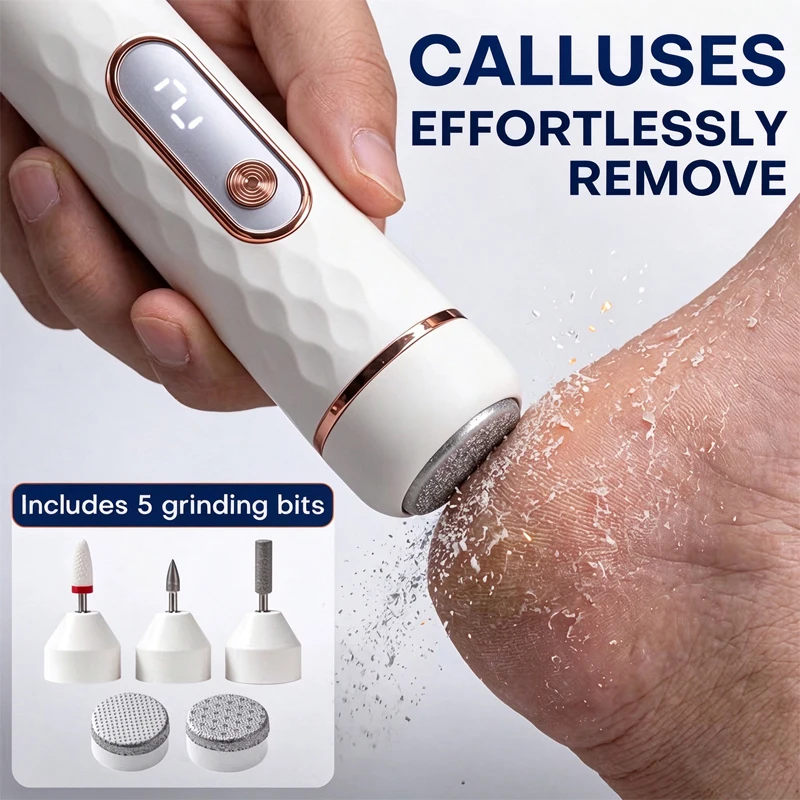 Electric Foot File,Automatic Remover,Pedicure Tool,Suitable for Treating Hard and Cracked Skin with Replacement Grinding Heads