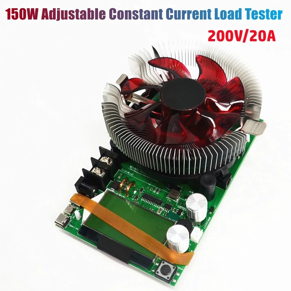 

200V 150W Adjustable Constant Current Electronic Load Battery USB Tester DC 12V 24V Lead-acid Lithium Discharge Capacity Meter