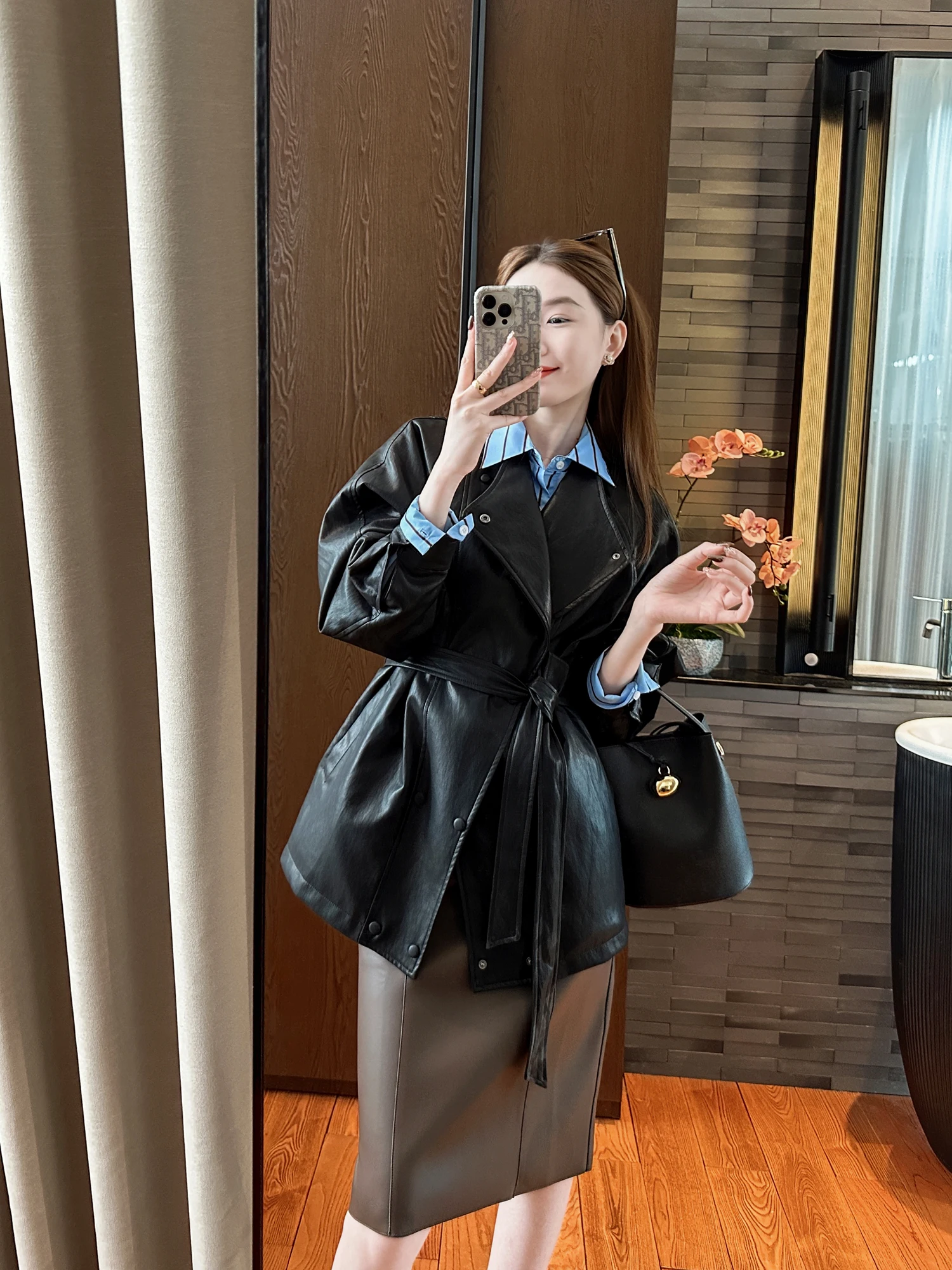 Vous voir lourd en cuir PU coton Jaet Bla ourlet asymétrique Arc ample singe hiver chaud trajet Sle manteau pour femme