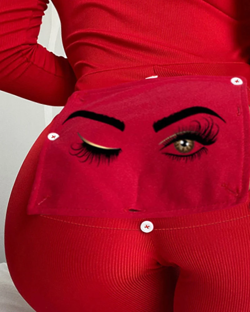 Onesie de sommeil à rabat imprimé pour femme, vêtements d'intérieur sexy, combinaison une pièce rouge, vêtements de mode, grande taille, automne, hiver