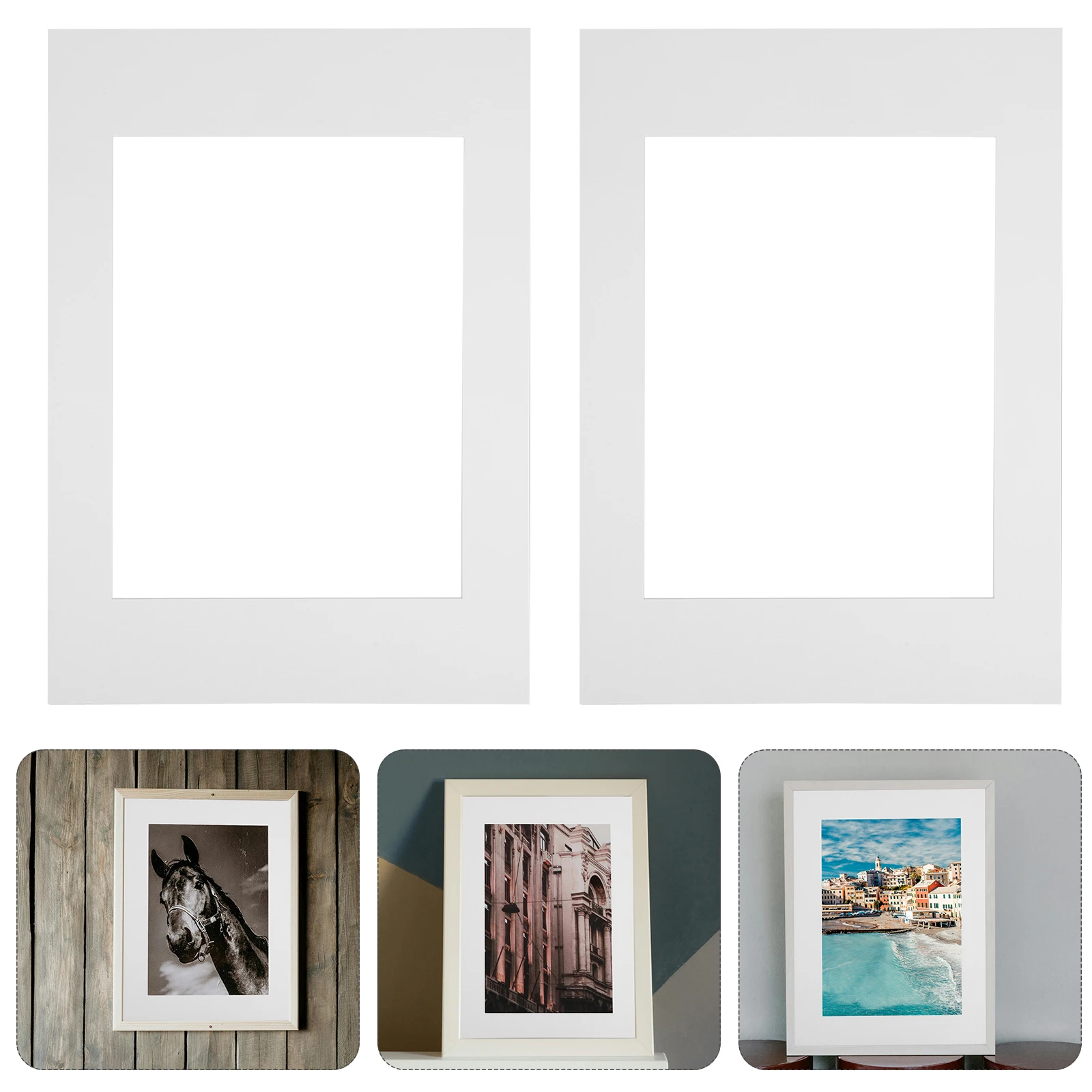 

10pcs Matte Board A4 Size Round Square Cutout Picture Corners Material Photo Matting Picture Frame Craft