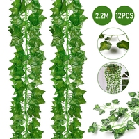 12pcs Leaf Vine Artificial Hanging Plants Ivy Simulation Leaves for Wall Green Garland Decoration Home Decor Party Vines