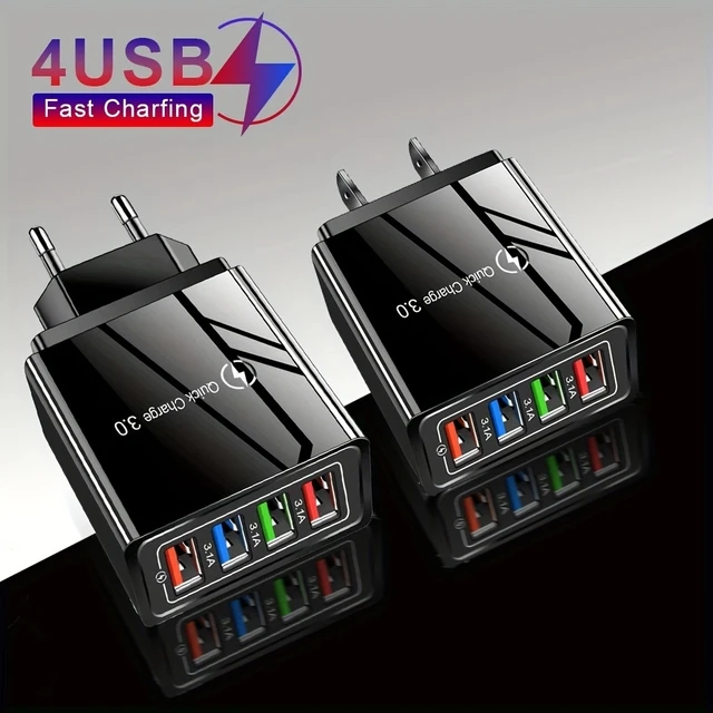 EU US Plug 3A ładowarka USB Multi Port 4 szybkie ładowanie USB 3.0 dla przejściówka do telefonu tabletu przenośna ładowarka ścienna szybka ładowarka dla Poco