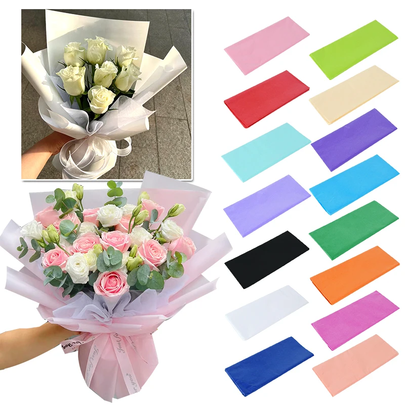 10 hojas de papel tisú de 50x65cm, papel de regalo de ramo Floral colorido, papel artesanal para álbum de recortes de boda, suministros de decoración para fiesta