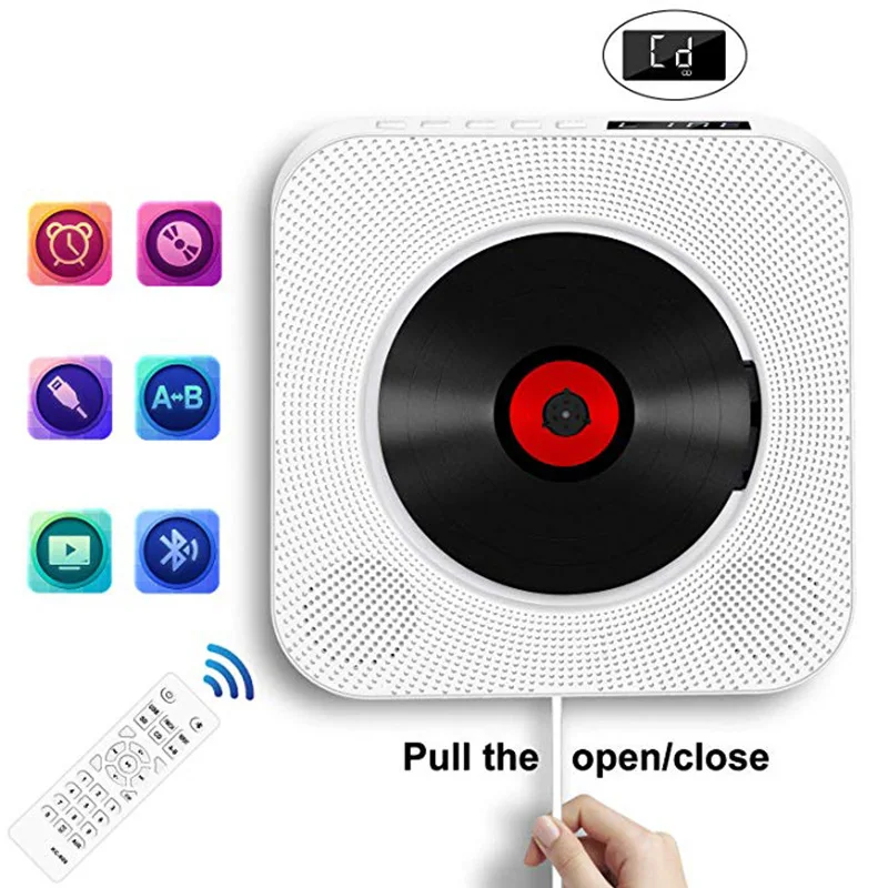 

Portable CD Player Bluetooth Speaker Stereo CD Players LED Screen Wall Mountable CD Music Player with IR Remote Control FM Radio